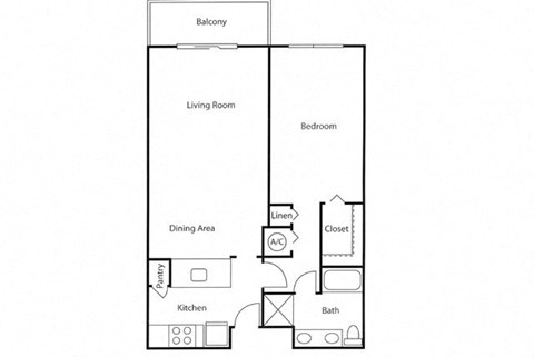 1 Bedroom Floorplan with 850 square feet at Hampton Apartments in Clearwater, FL 33759